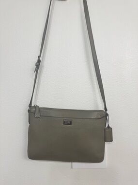 COACH MADISON LEATHER EAST WEST SWINGPACK OLIVE GREY ANTIQUE NICKEL